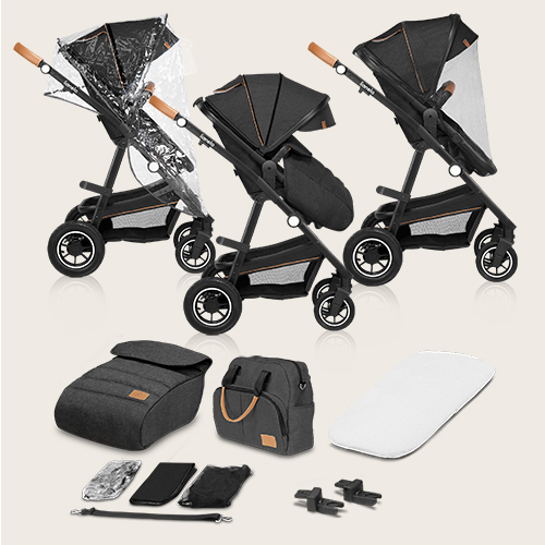 lionelo Amber 3 w 1 Black Silver — Wózek wielofunkcyjny